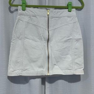White Front Zip Mini Skirt